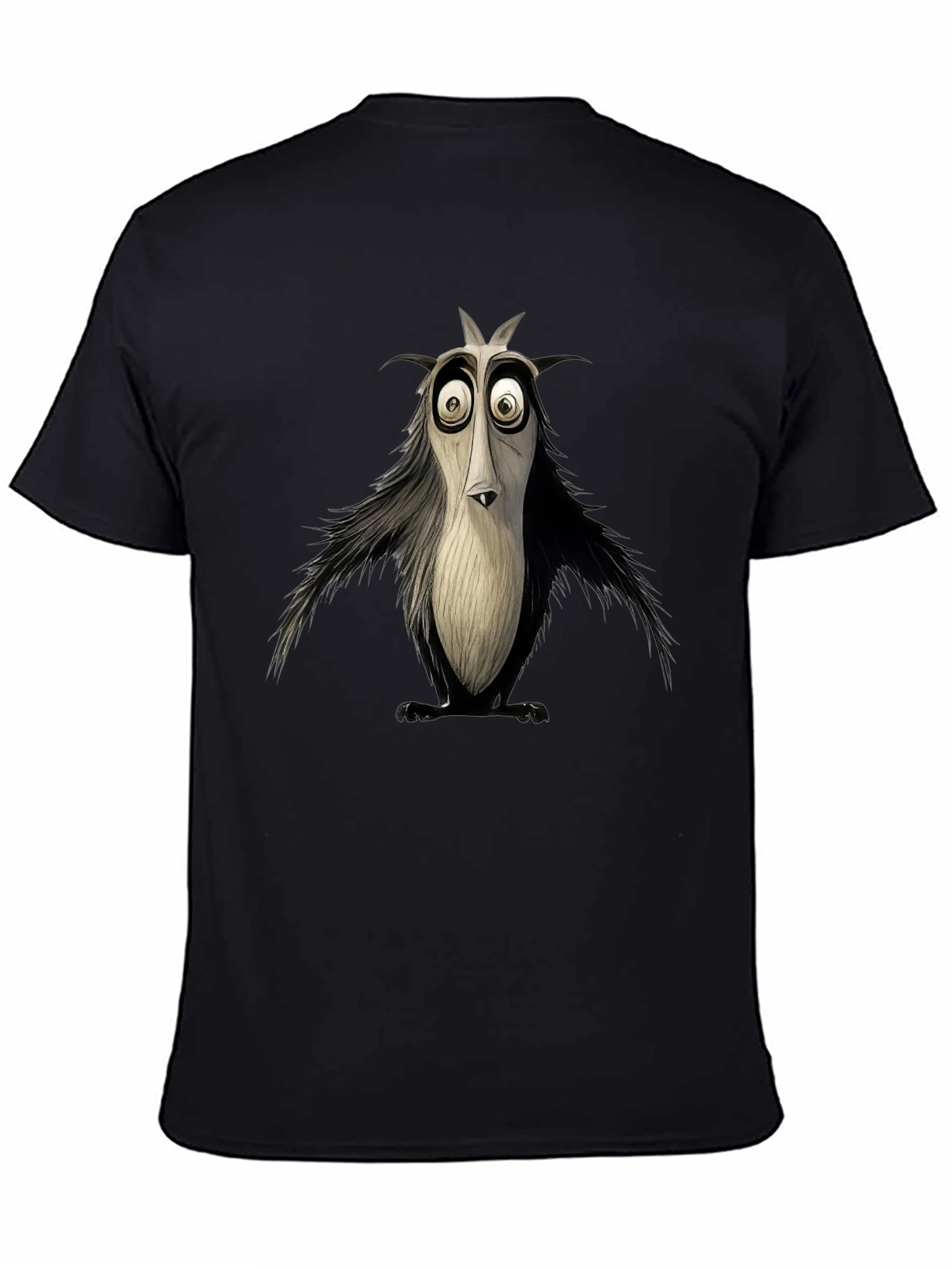 Black Cartoon Bird Graphic Tee - Black, Unique Design view 4