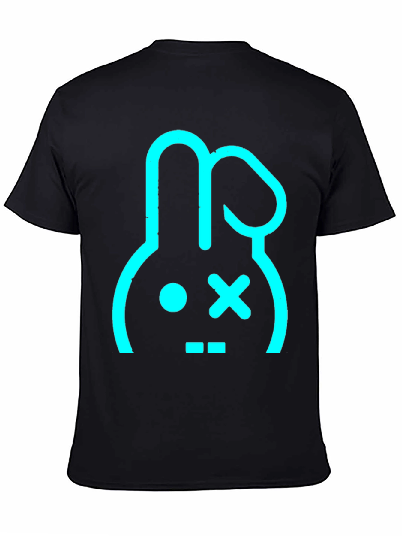 Black Cool Bunny Graphic Tee - Black Cotton Blend view 4