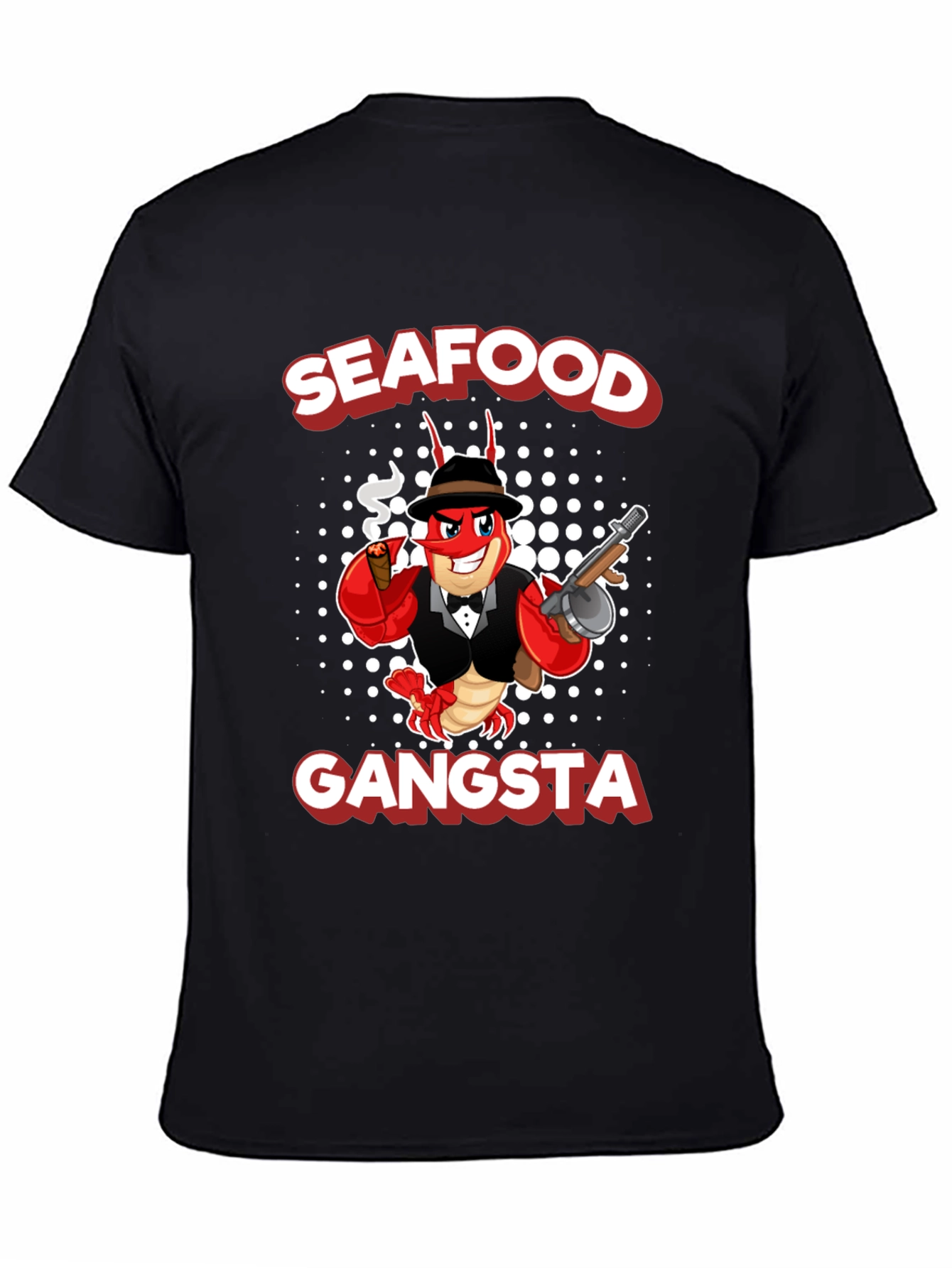 Black Seafood Gangsta Funny Graphic T-Shirt view 4