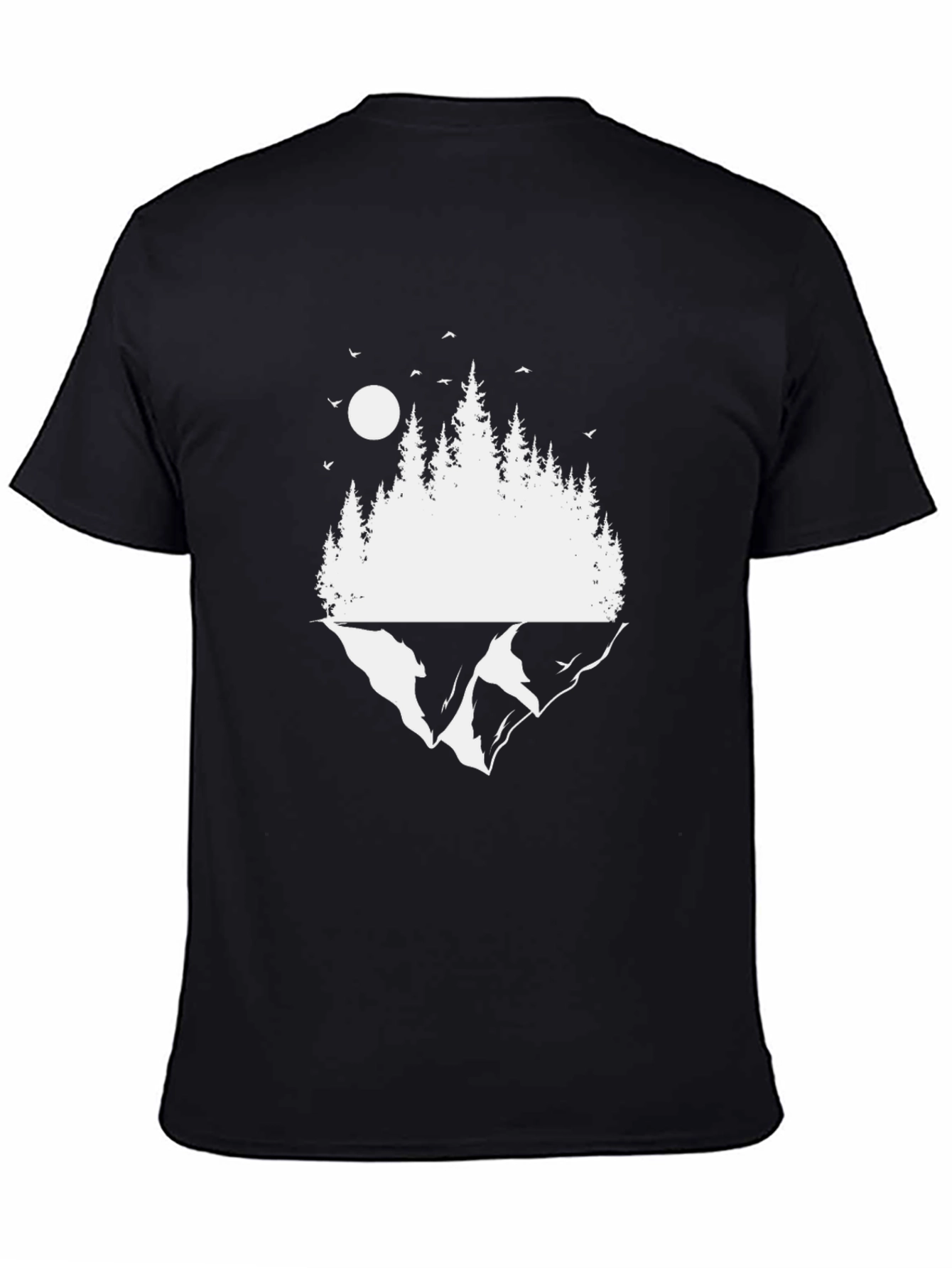 Black Nature Scene Graphic Black T-Shirt view 4