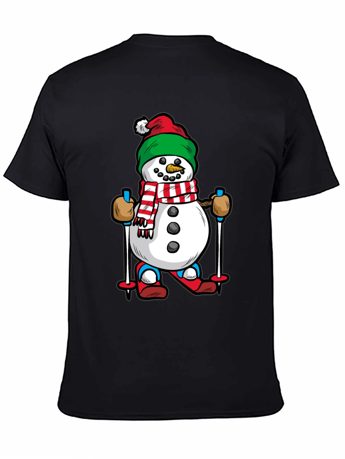 Black Snowman Skiing Graphic Tee - Holiday Cheer view 4