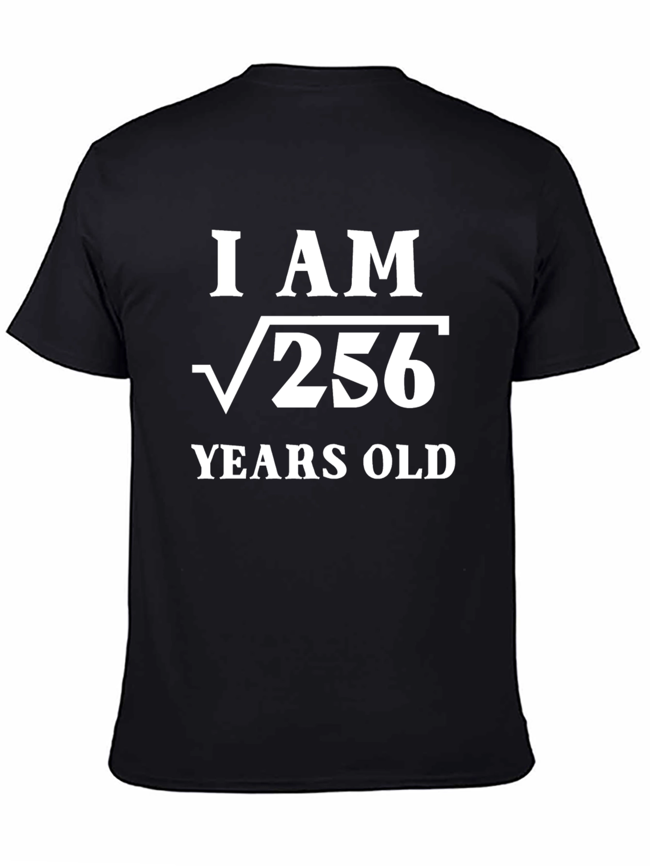 Black Funny Math Birthday T-Shirt - I Am √256 Years Old view 4