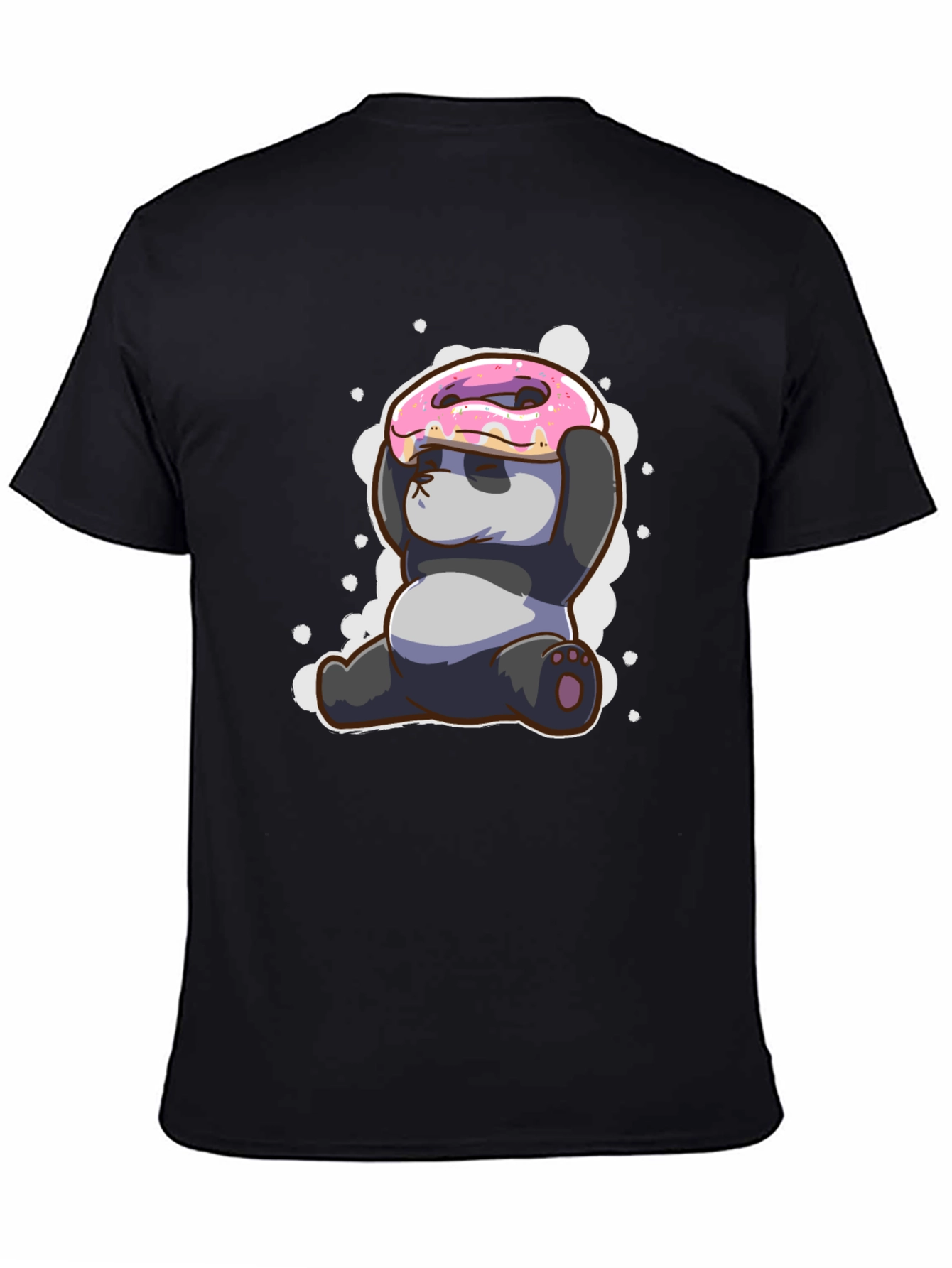 Black Funny Panda Donut T-Shirt - Cute Cartoon Tee view 4