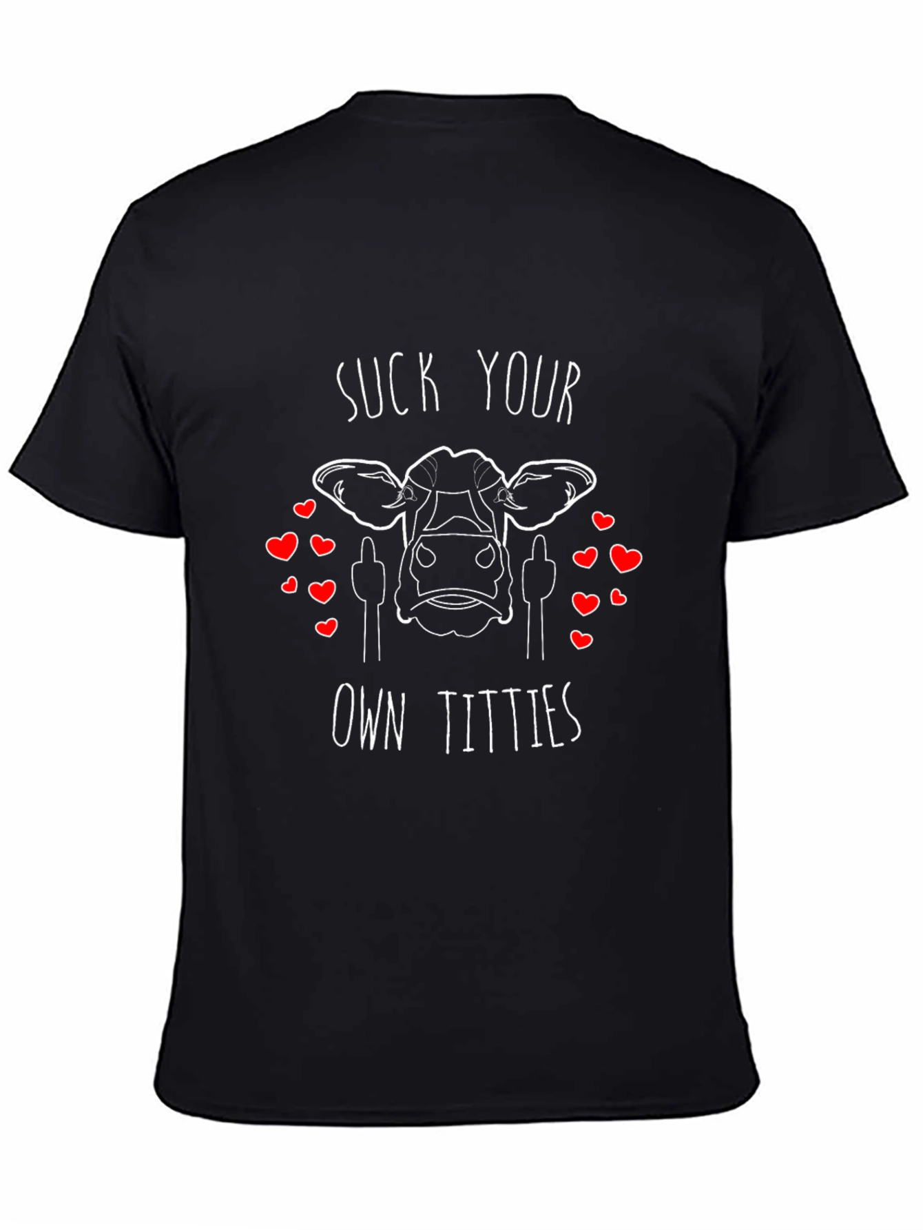 Black Suck Your Own Titties Funny Cow Graphic T-Shirt view 4