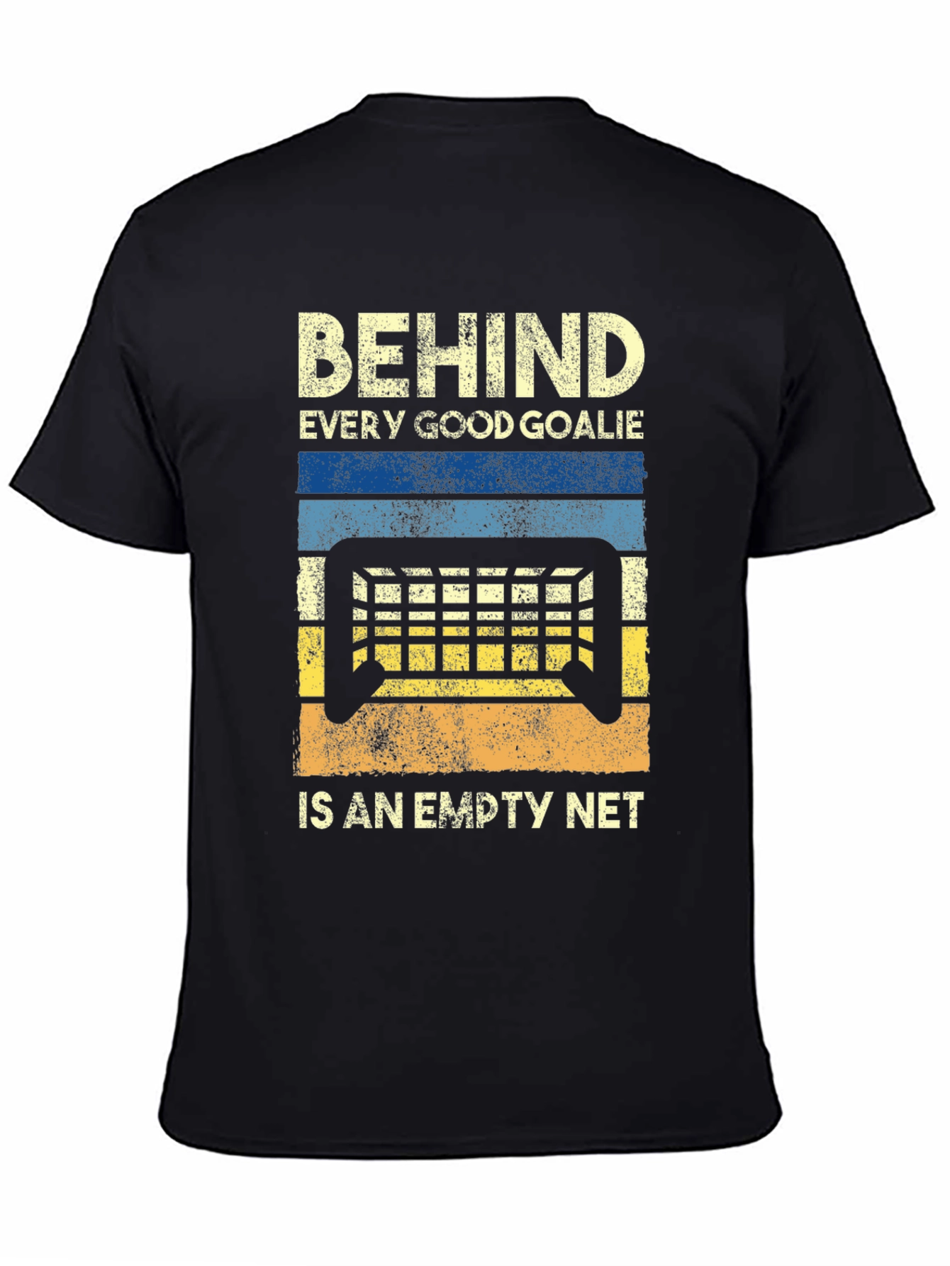 Black Funny Hockey Goalie Empty Net Graphic T-Shirt view 4