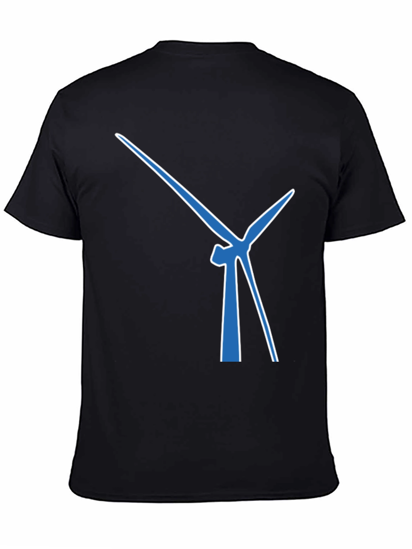 Black Wind Turbine Graphic Tee - Modern Blue Design view 4