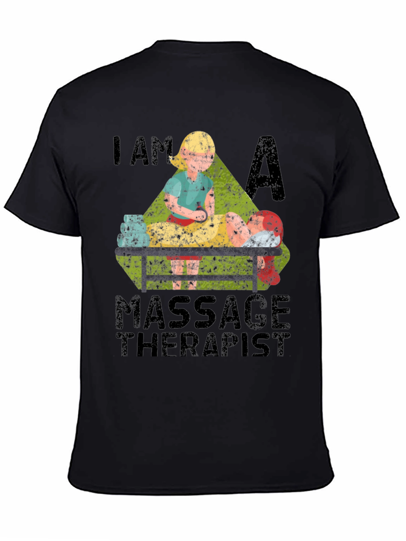 Black Massage Therapist T-Shirt - Unisex view 4