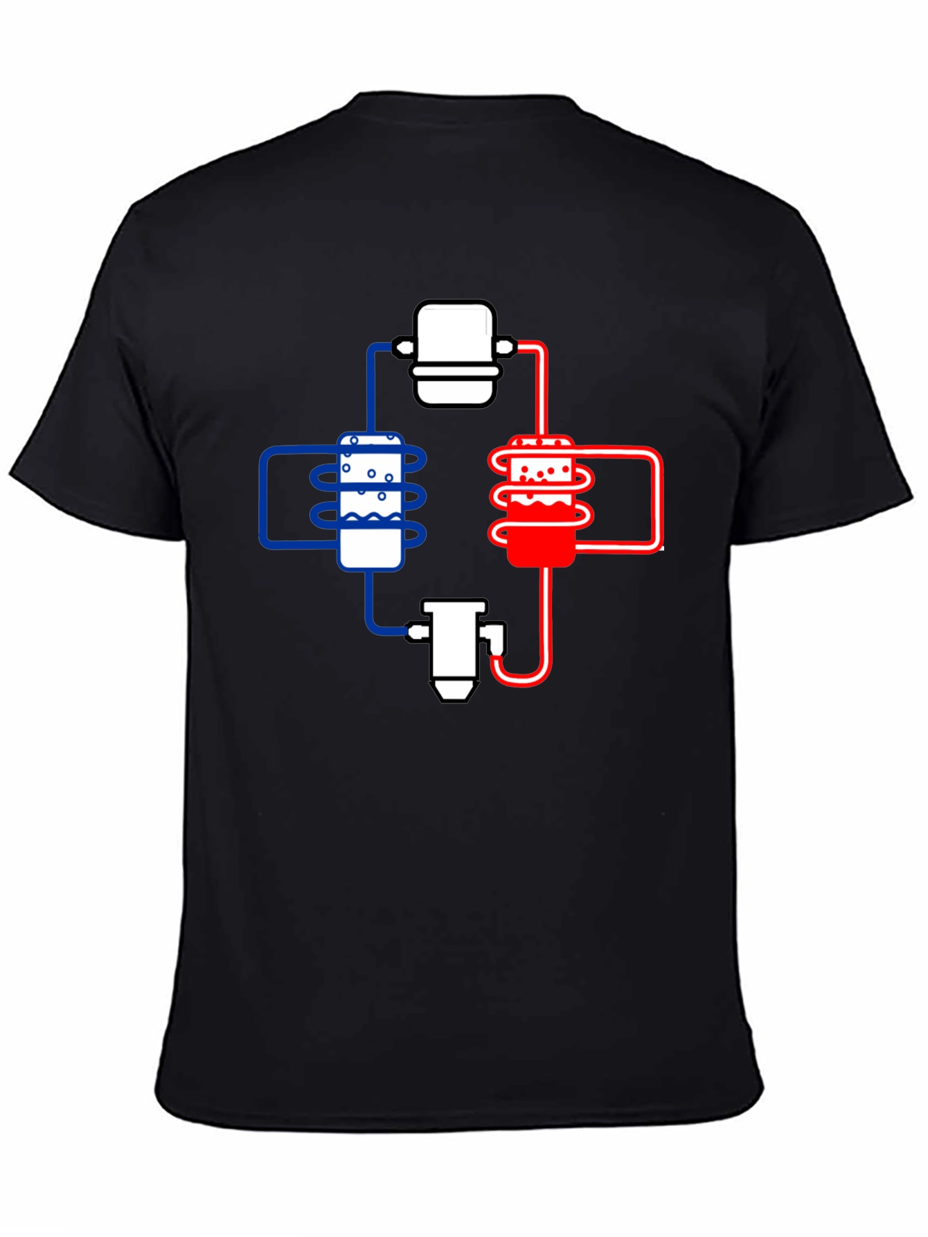Black Cooling System Diagram Black T-Shirt view 4