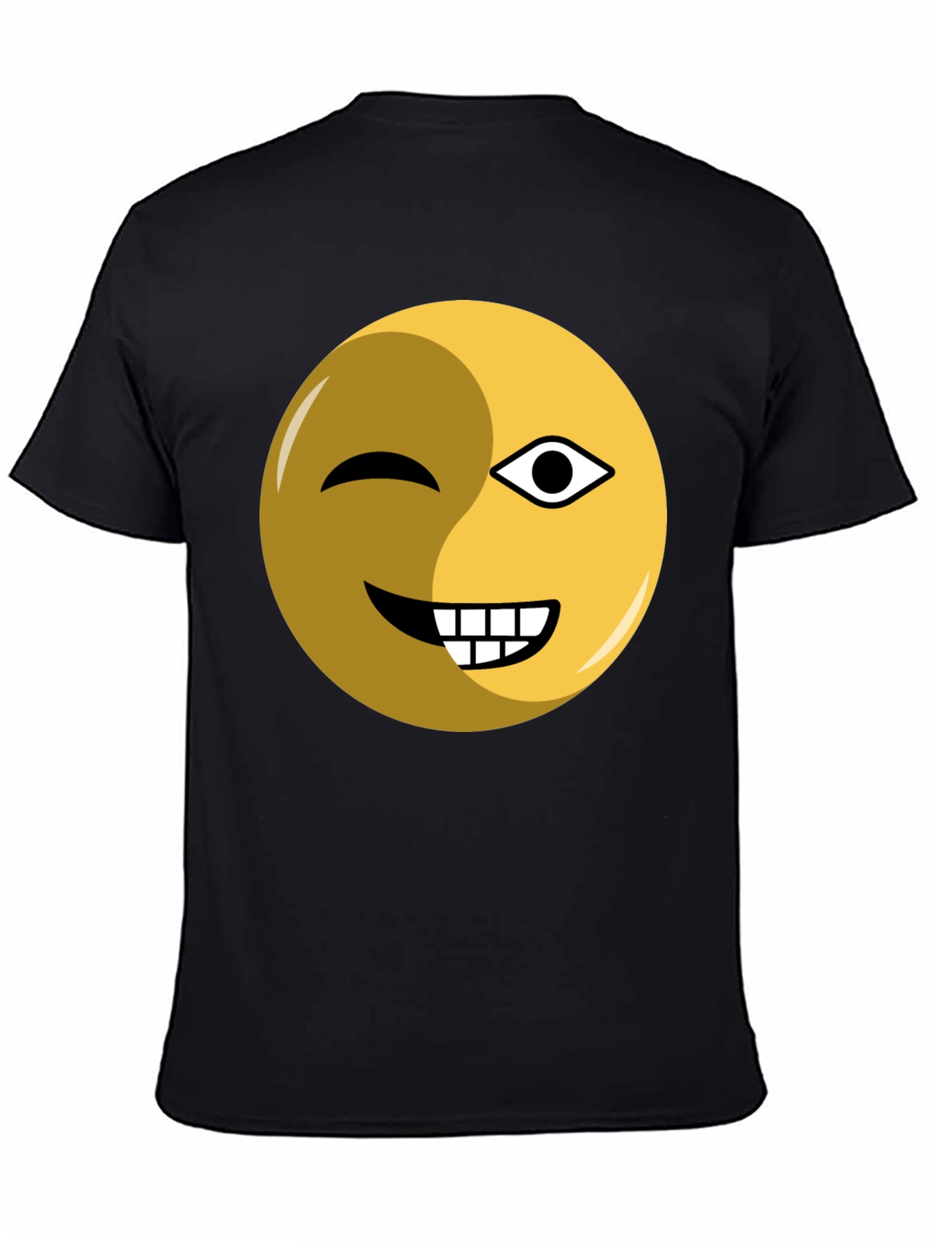 Black Winking Emoji Graphic Tee - Black Cotton Blend view 4