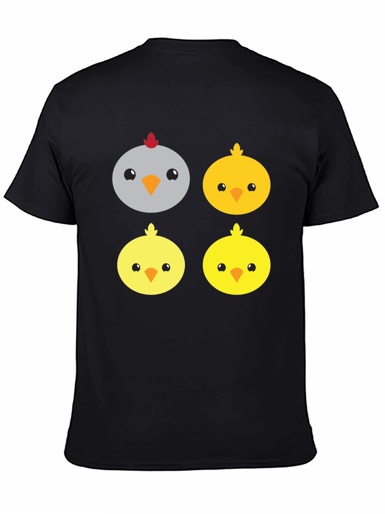 Black Cute Cartoon Chickens Graphic Tee view 4