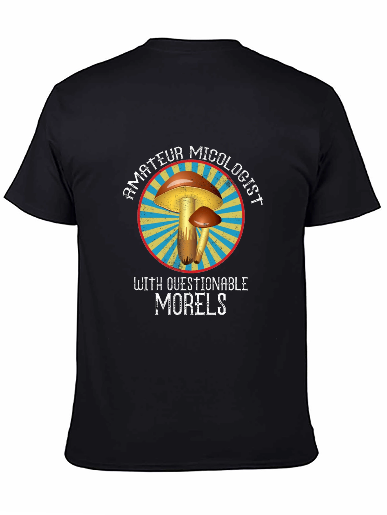 Black Amateur Micologist Mushroom T-Shirt view 4