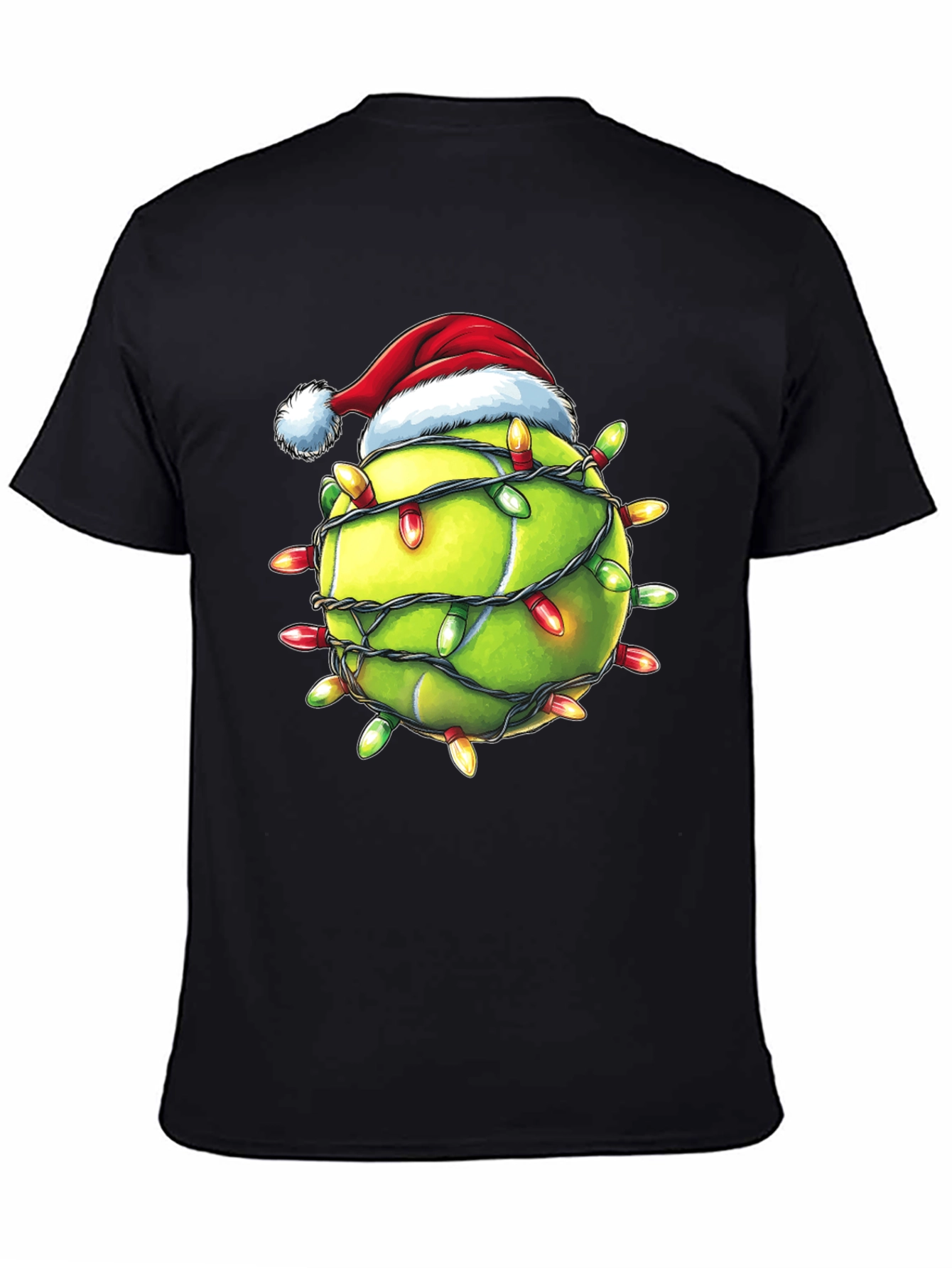 Black Festive Tennis Christmas T-Shirt view 4