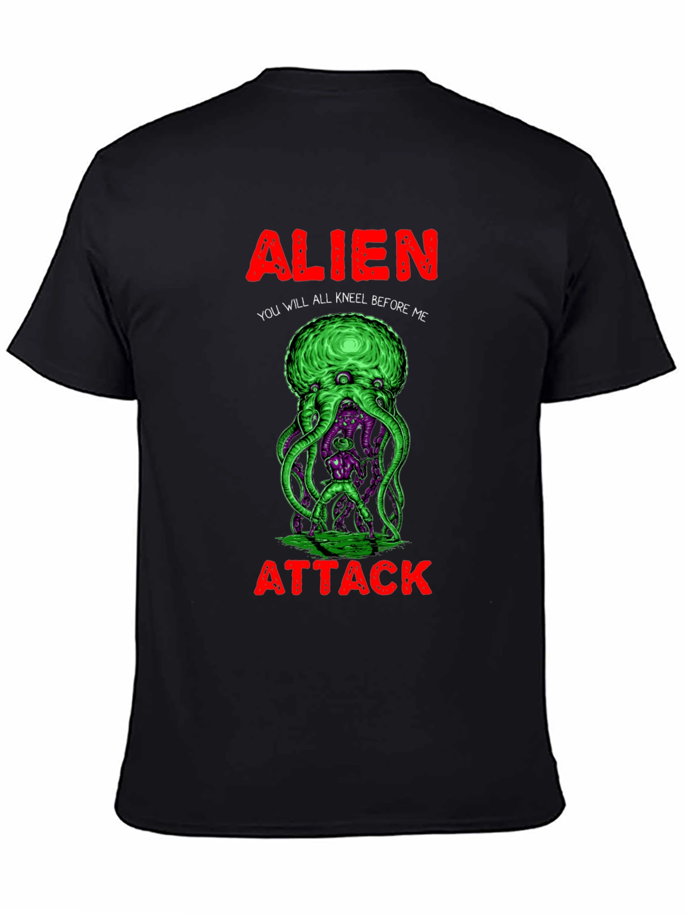 Black Alien Attack Graphic T-Shirt view 4