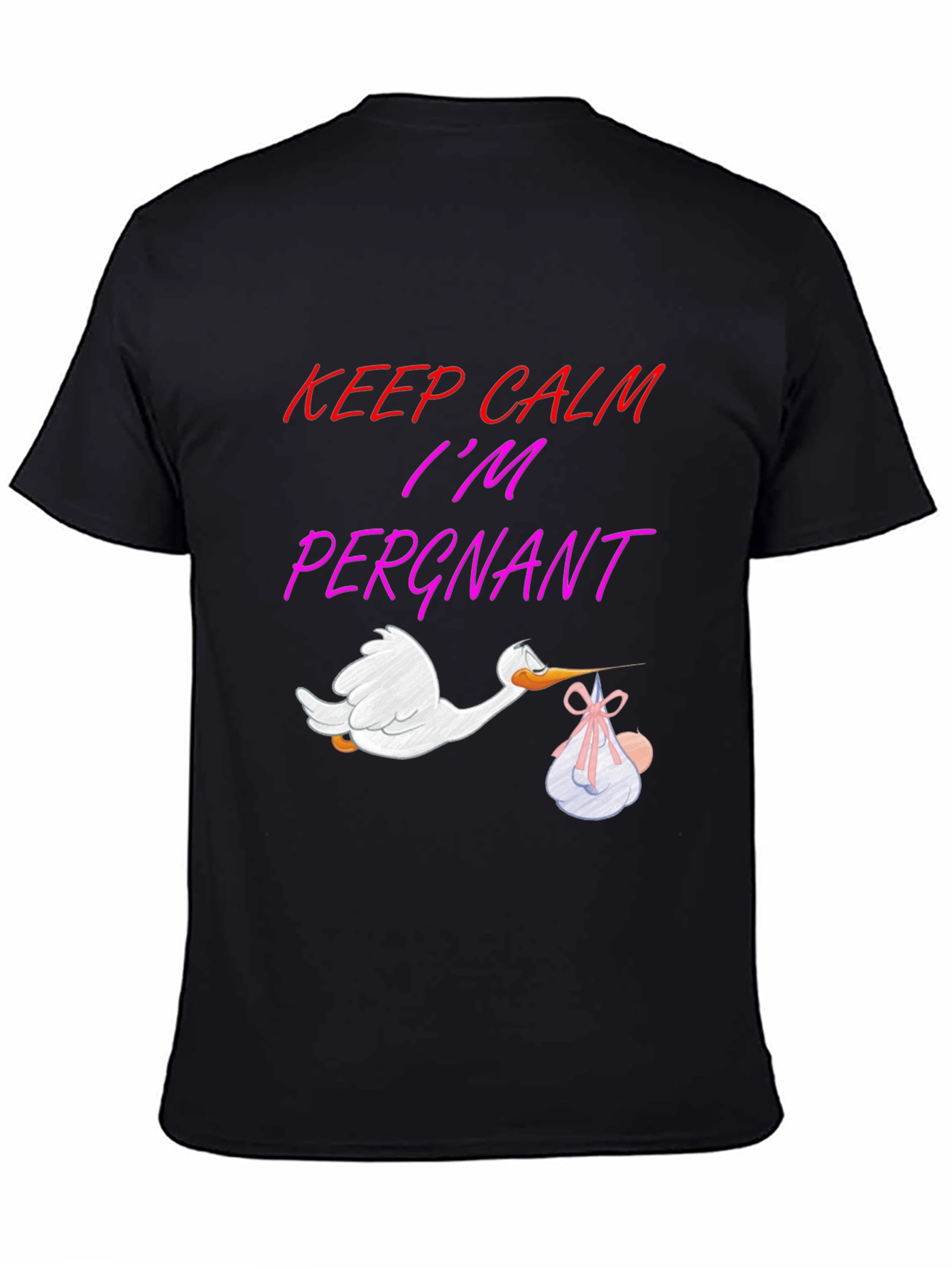 Black Keep Calm I'm Pergant T-Shirt view 4