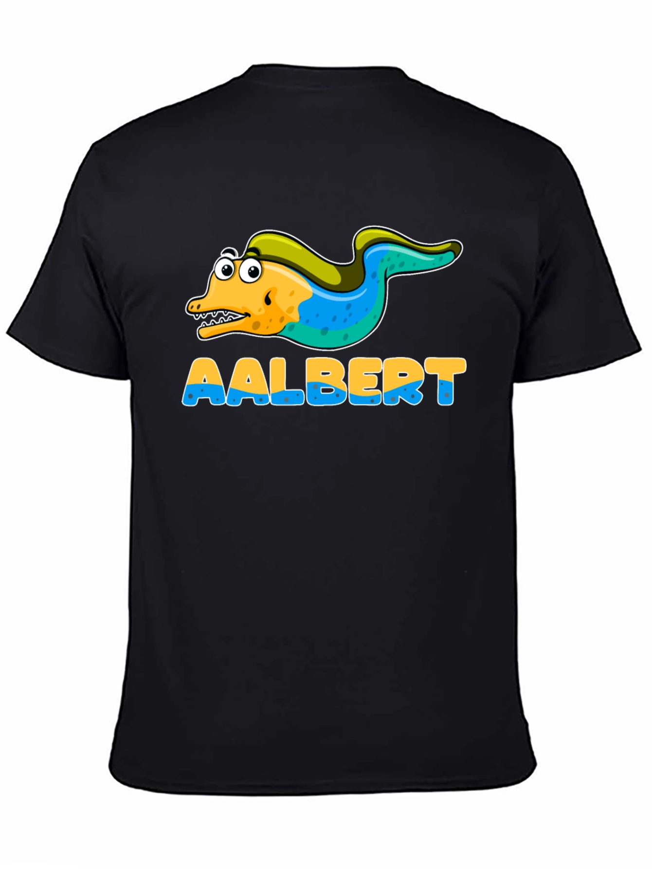 Black Aalbert Eel Cartoon Graphic T-Shirt view 4