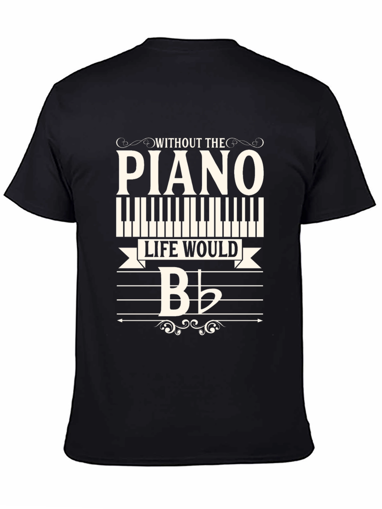 Black Piano Life T-Shirt - Musician Gift Tee view 4