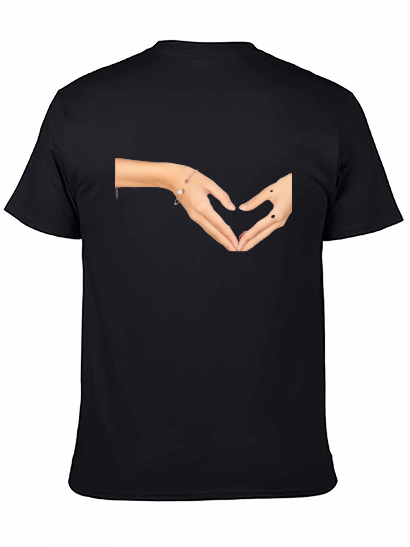Black Heart Hands Graphic Tee - Black Casual Top view 4