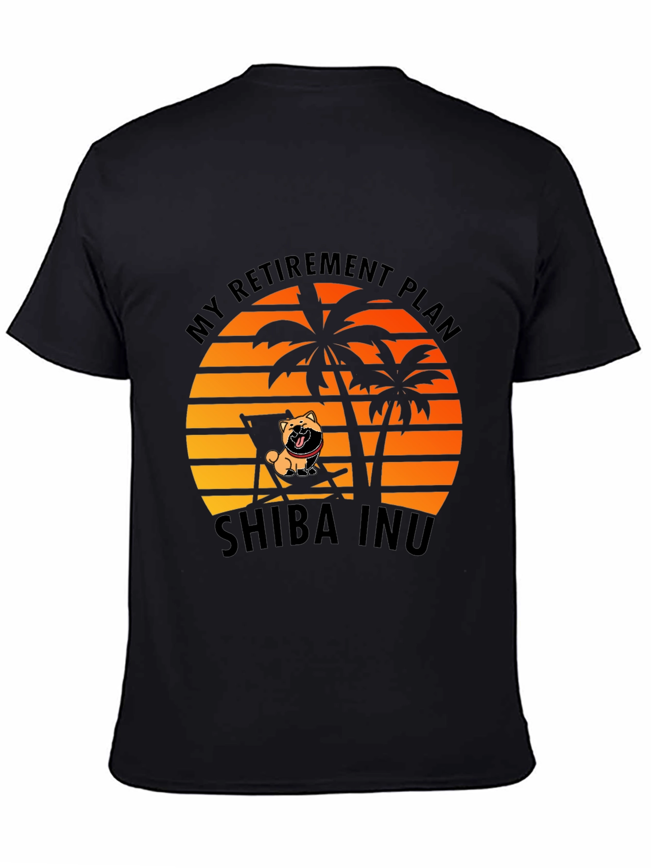Black Shiba Inu Retirement Plan Black T-Shirt view 4