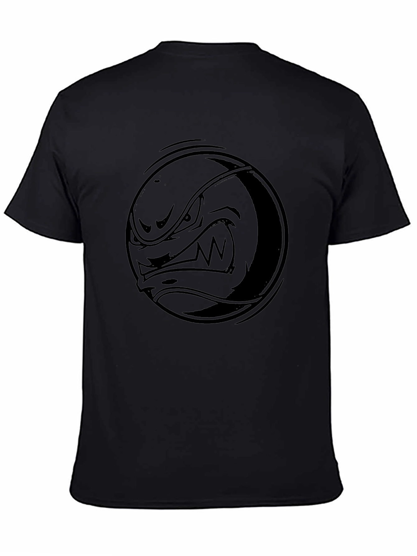 Black Men's Black Graphic T-Shirt - Cartoon Character Design view 4