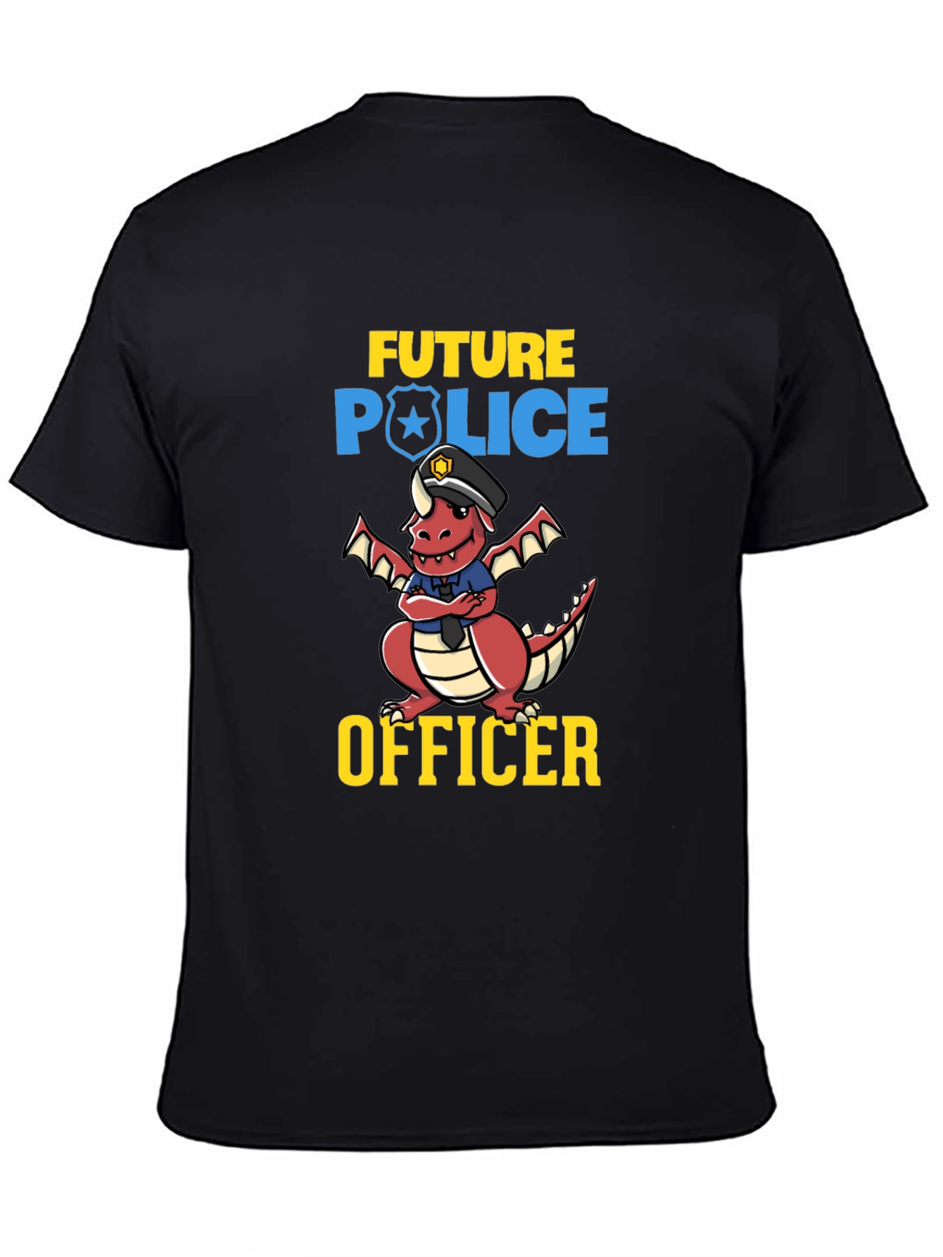 Black Future Police Officer Dragon T-Shirt view 4