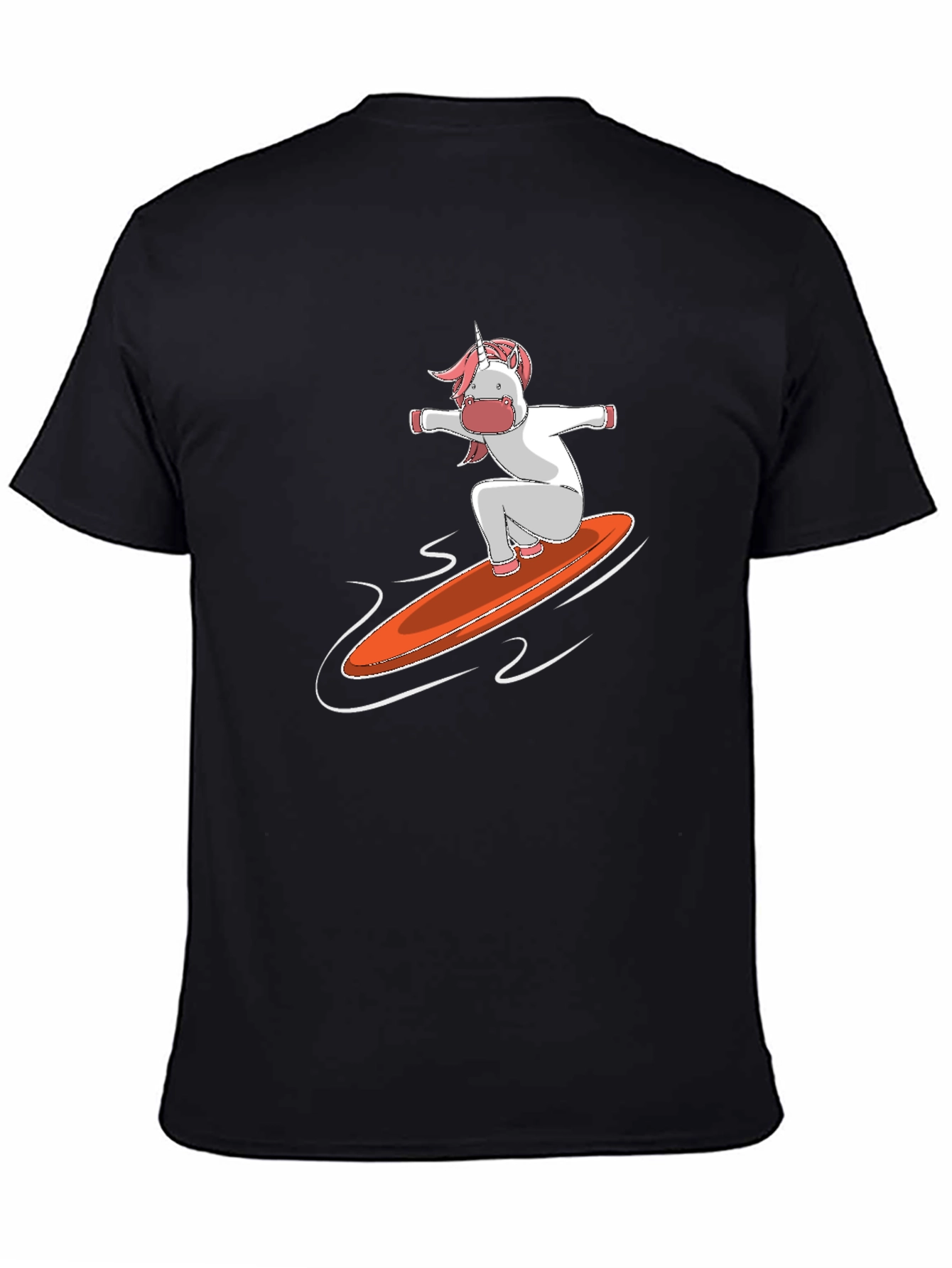 Black Unicorn Surfing T-Shirt - Fun Graphic Tee view 4