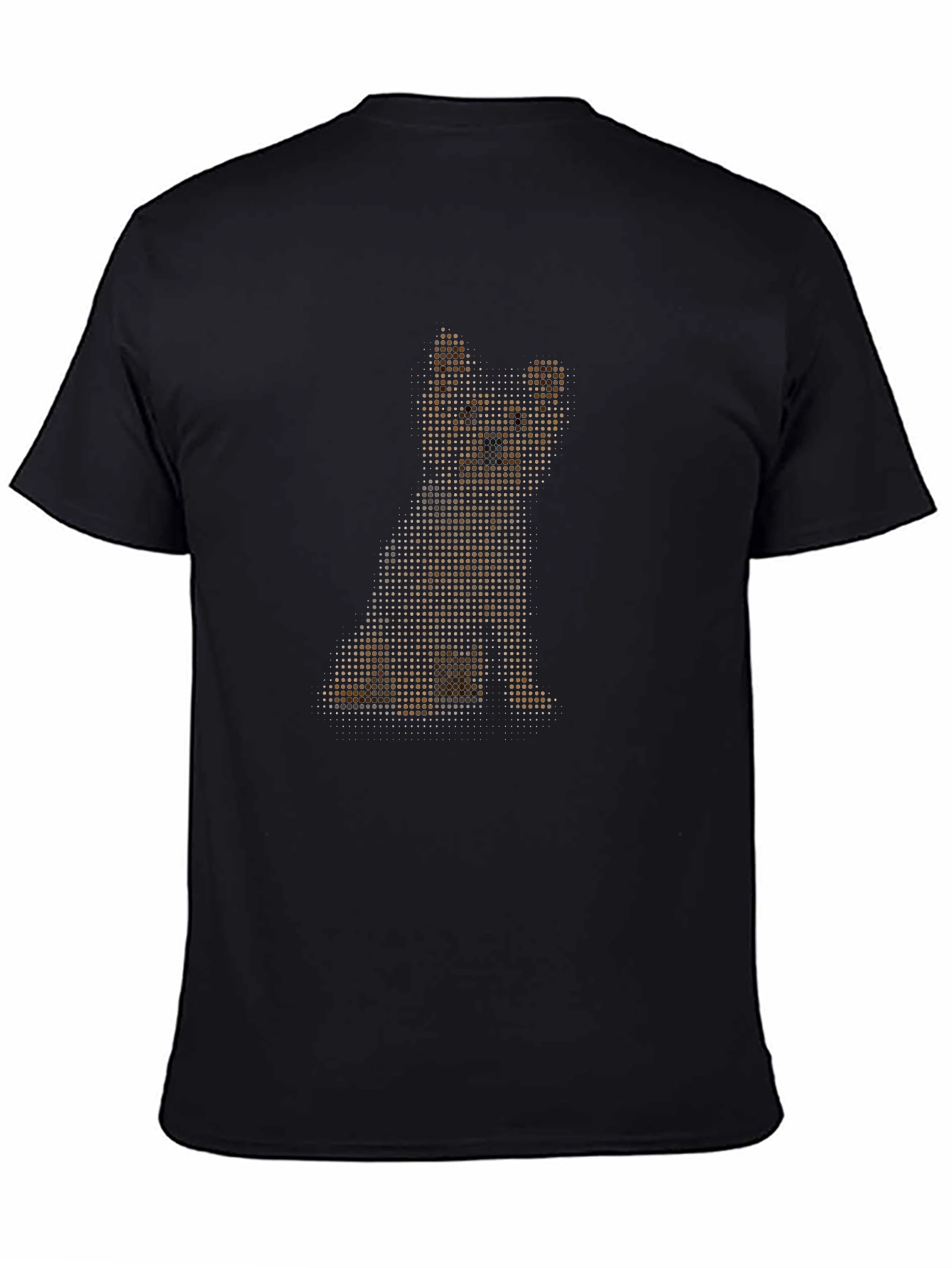 Black Pixelated Puppy Print Black T-Shirt view 4