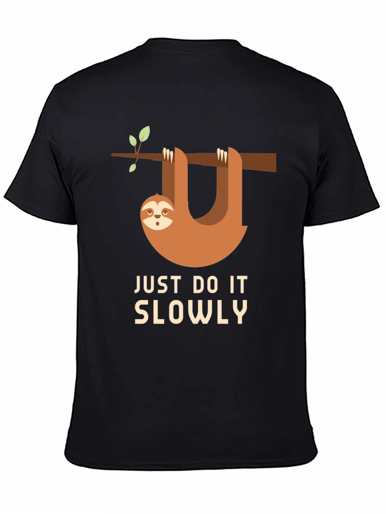 Black Funny Sloth Just Do It Slowly T-Shirt view 4