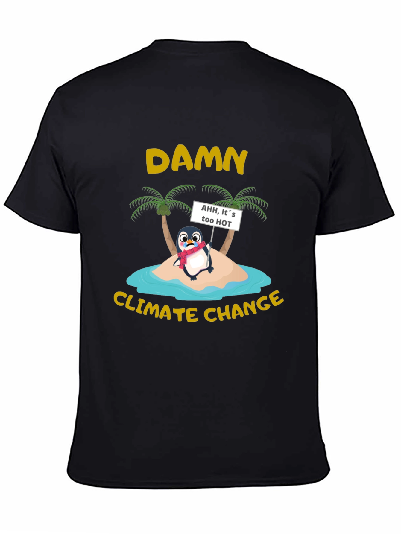 Black Damn Climate Change Penguin Graphic Tee view 4
