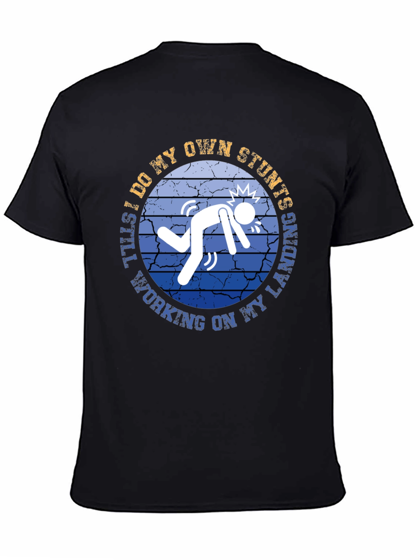 Black Stuntman T-Shirt - Funny Stunts, Working on Landing view 4