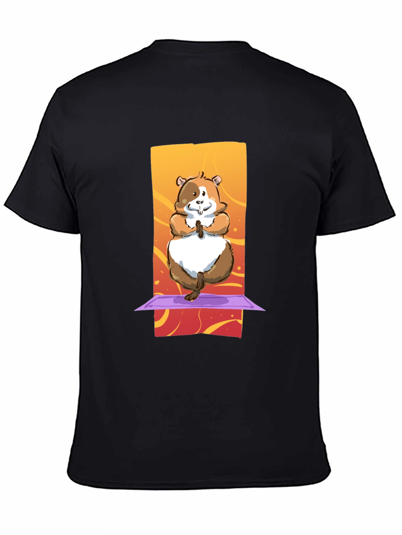Black Yoga Hamster T-Shirt: Funny Graphic Tee view 4