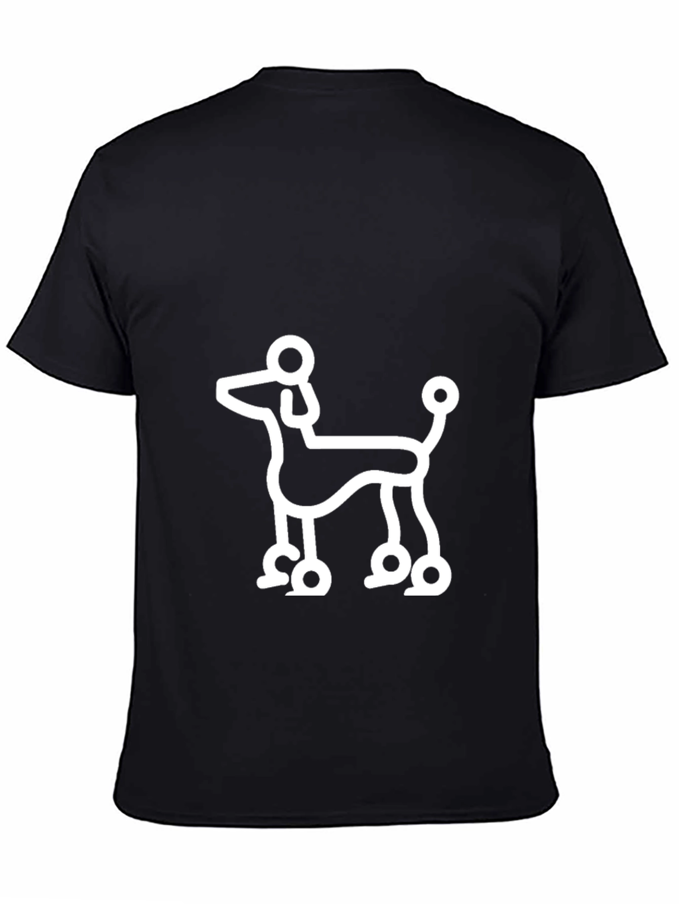 Black Poodle Outline Black T-Shirt view 4