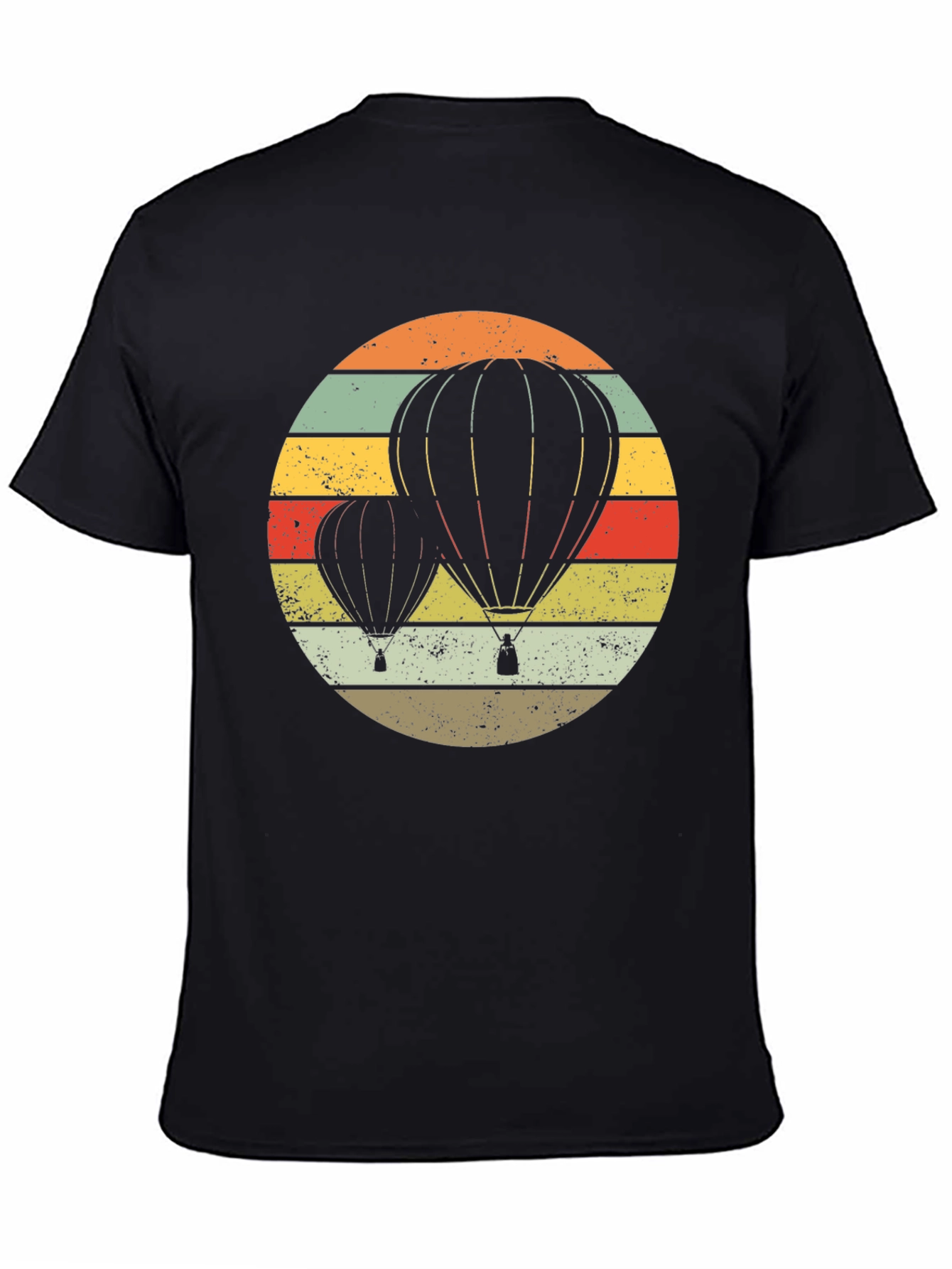 Black Retro Hot Air Balloon Graphic Tee - Vintage Style view 4