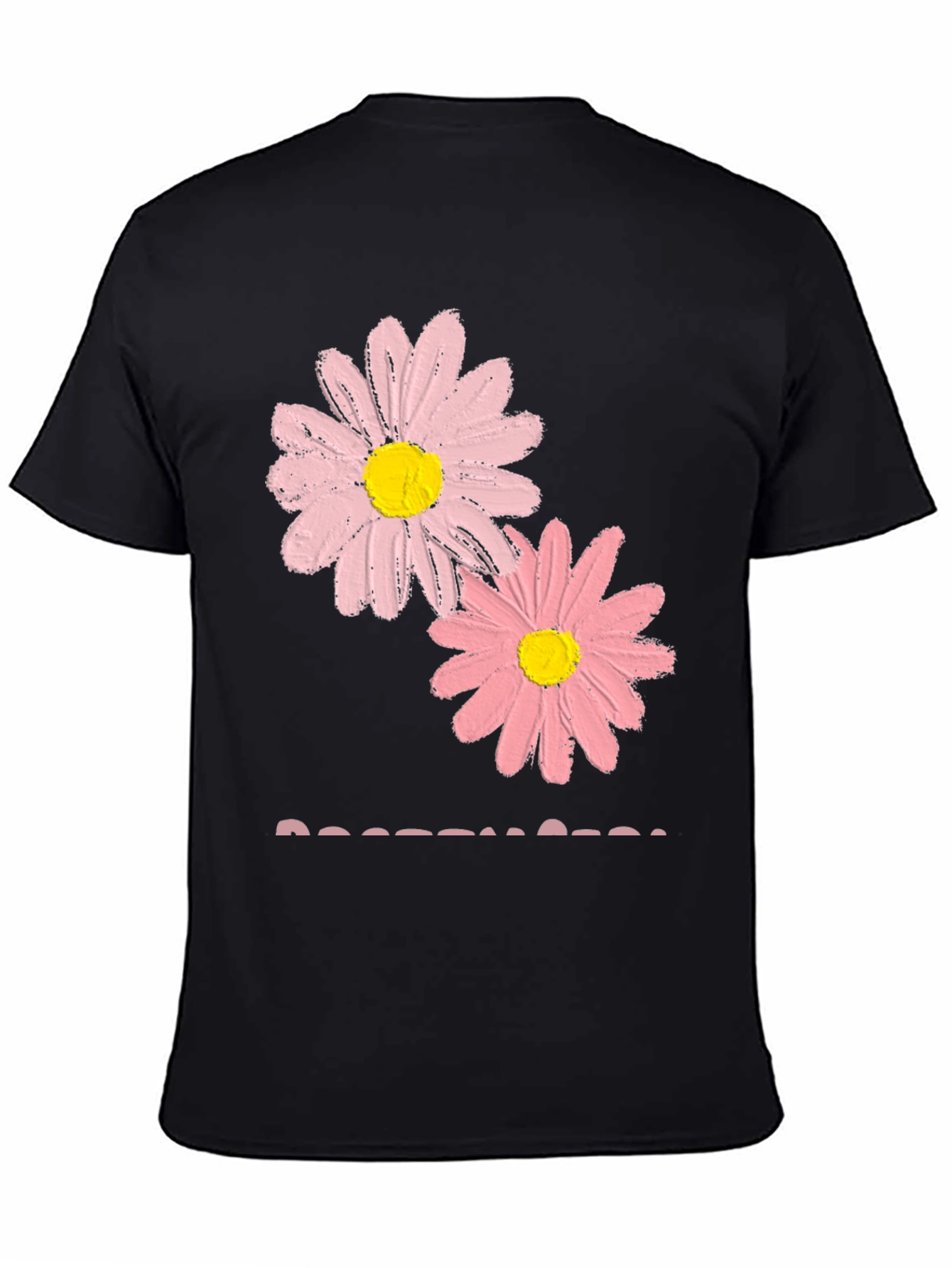 Black Pink Daisy Graphic T-Shirt - Soft Cotton Blend view 4