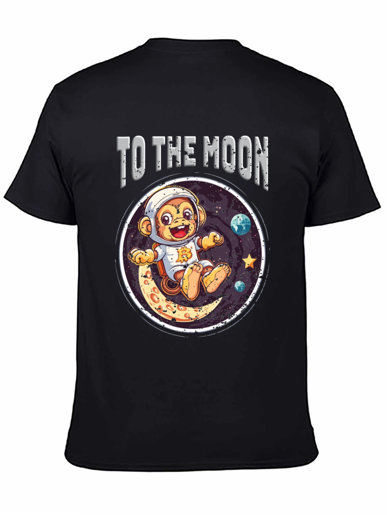 Black To the Moon Monkey T-Shirt - Crypto Ape view 4