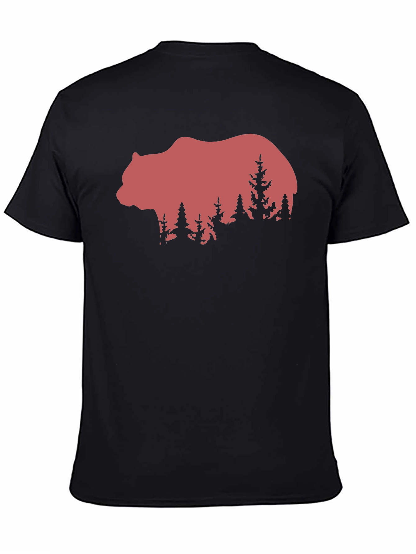 Black Bear & Forest Graphic Tee - Nature Lover's Shirt view 4
