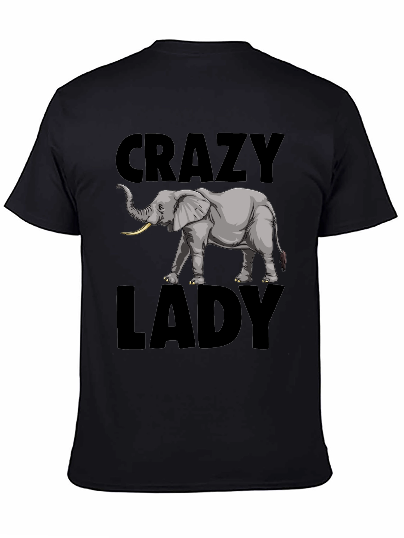 Black Crazy Elephant Lady Graphic Tee - Black view 4
