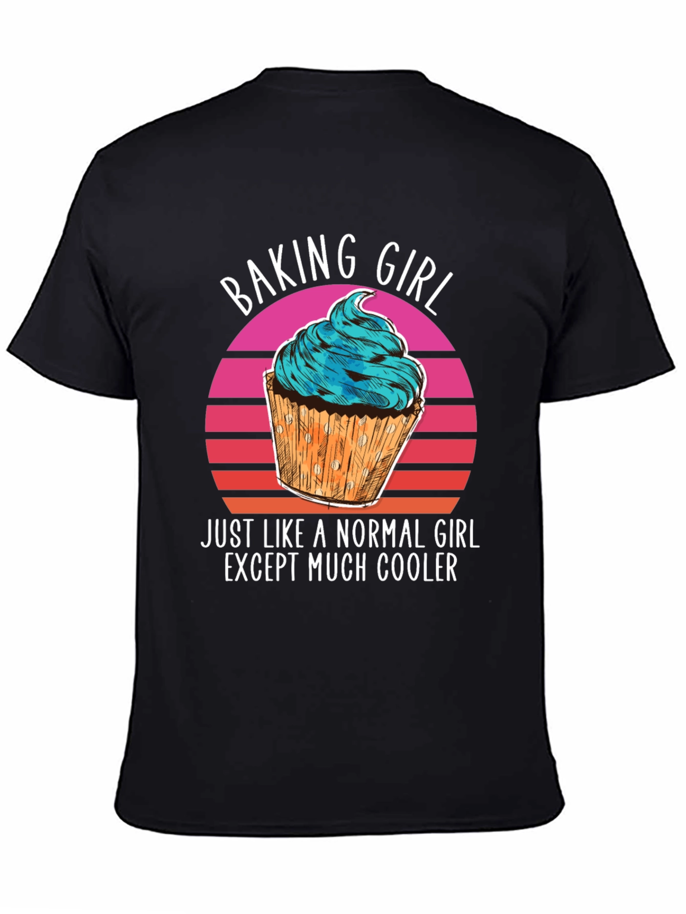 Black Baking Girl T-Shirt - Cool Cupcake Design view 4