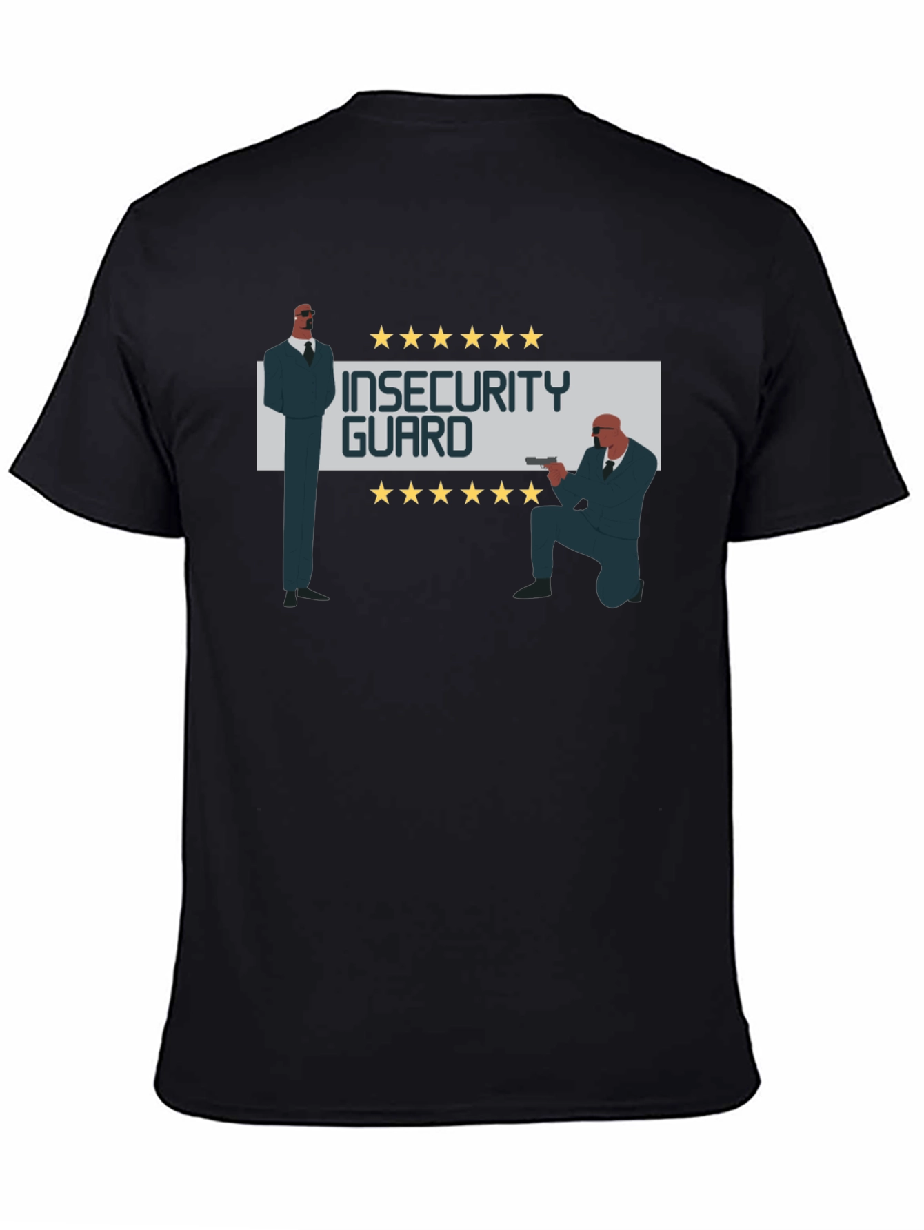 Black Insecurity Guard Graphic Tee - Funny Men's T-Shirt view 4