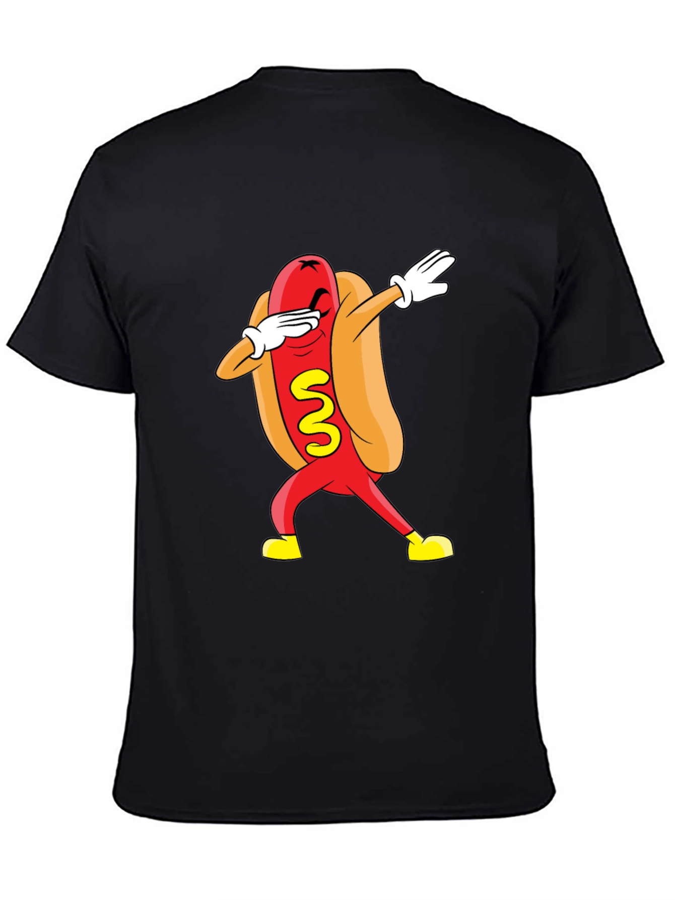 Black Funny Dabbing Hot Dog Graphic T-Shirt - Black view 4