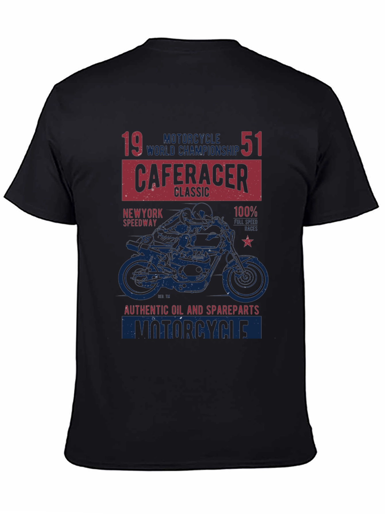 Black Cafe Racer Motorcycle Graphic T-Shirt view 4