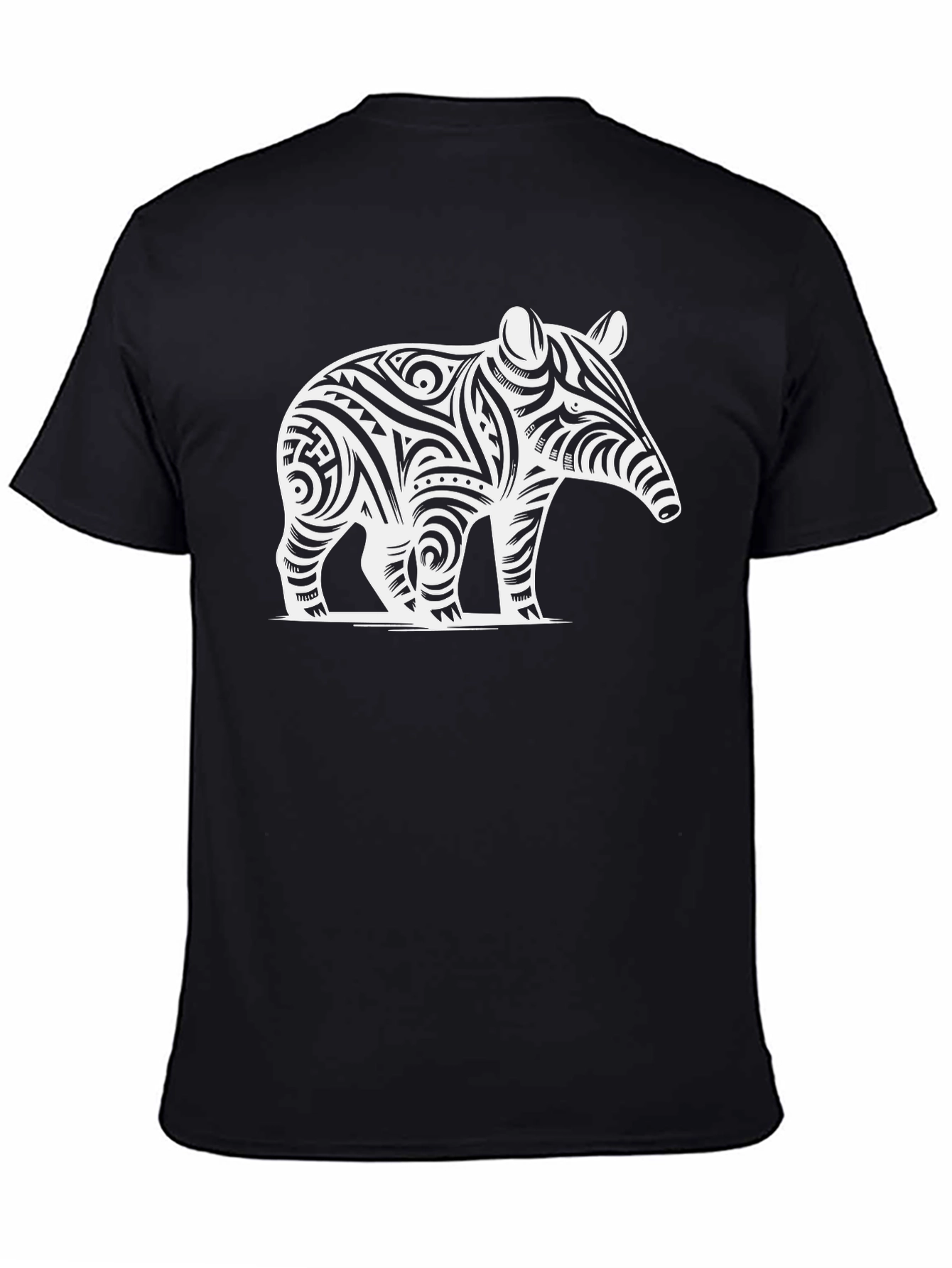 Black Tribal Tapir Black T-Shirt view 4