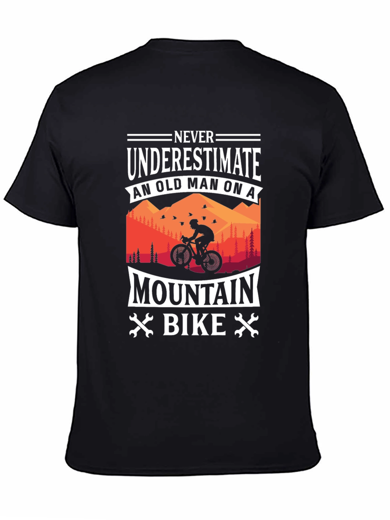 Black Mountain Bike Old Man Graphic T-Shirt view 4