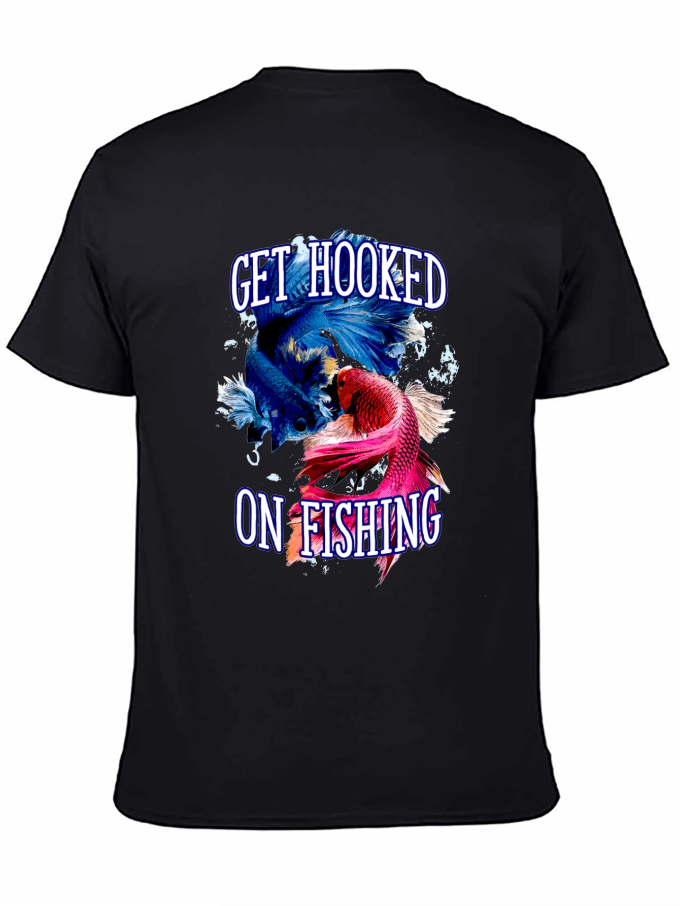 Black Get Hooked On Fishing T-Shirt view 4