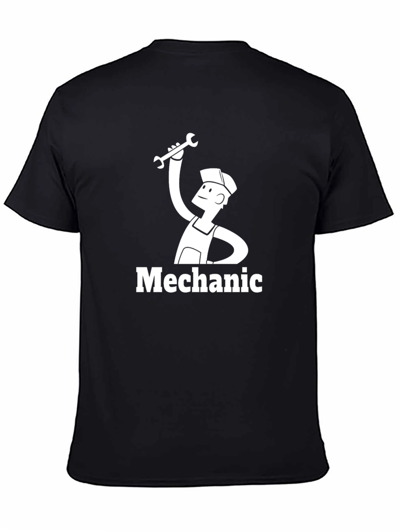 Black Mechanic Cartoon Graphic T-Shirt view 4