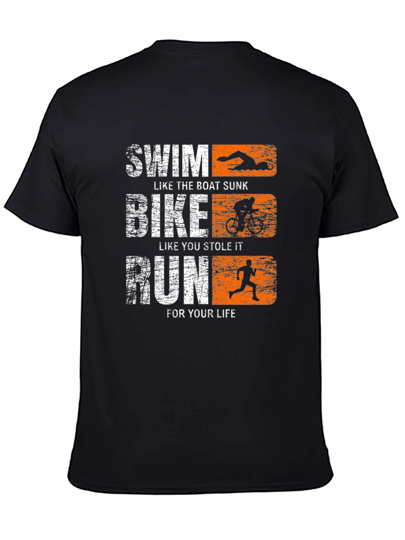 Black Triathlon Graphic T-Shirt Swim Bike Run Tee view 4