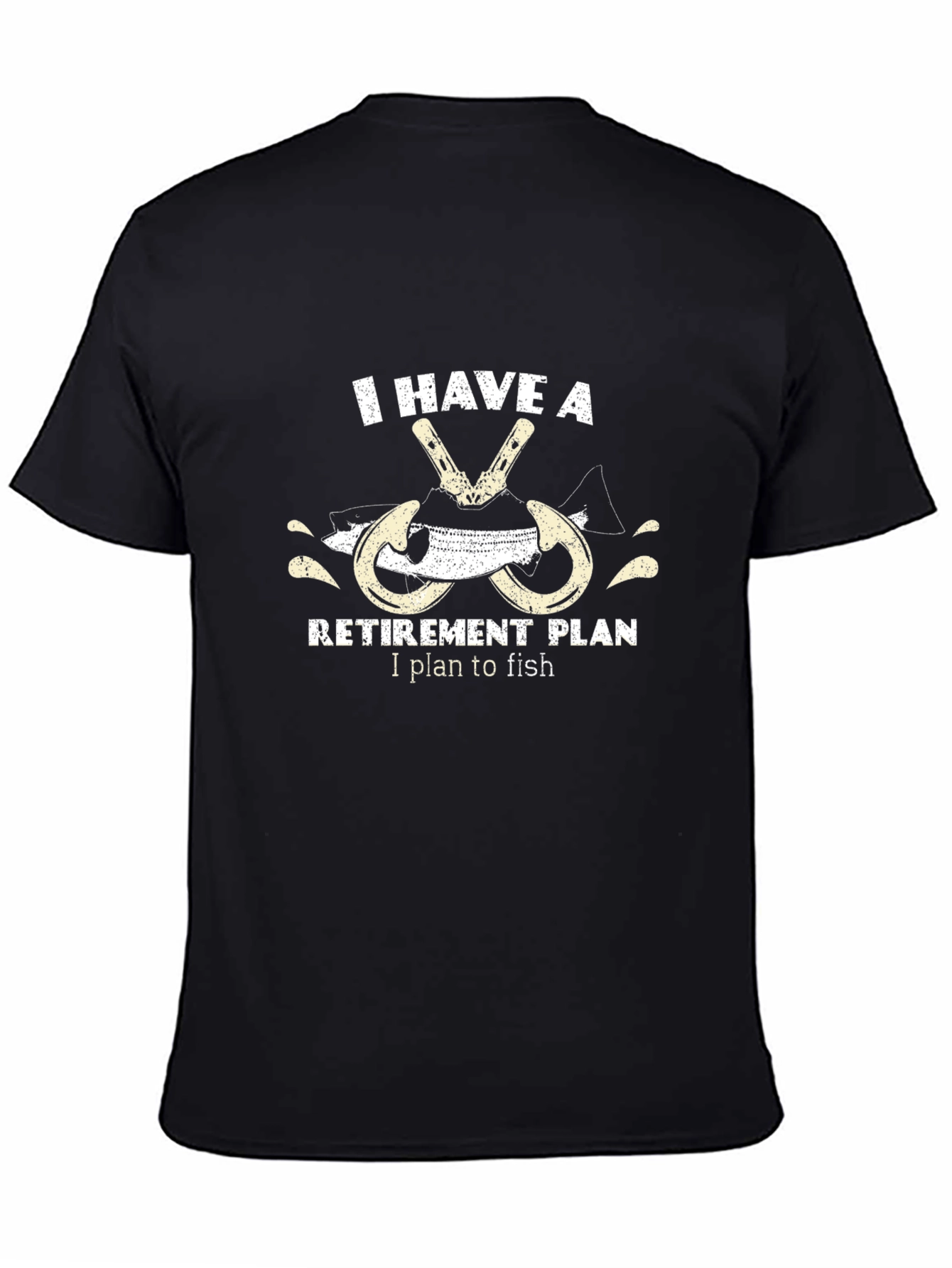 Black Fishing Retirement Plan T-Shirt view 4