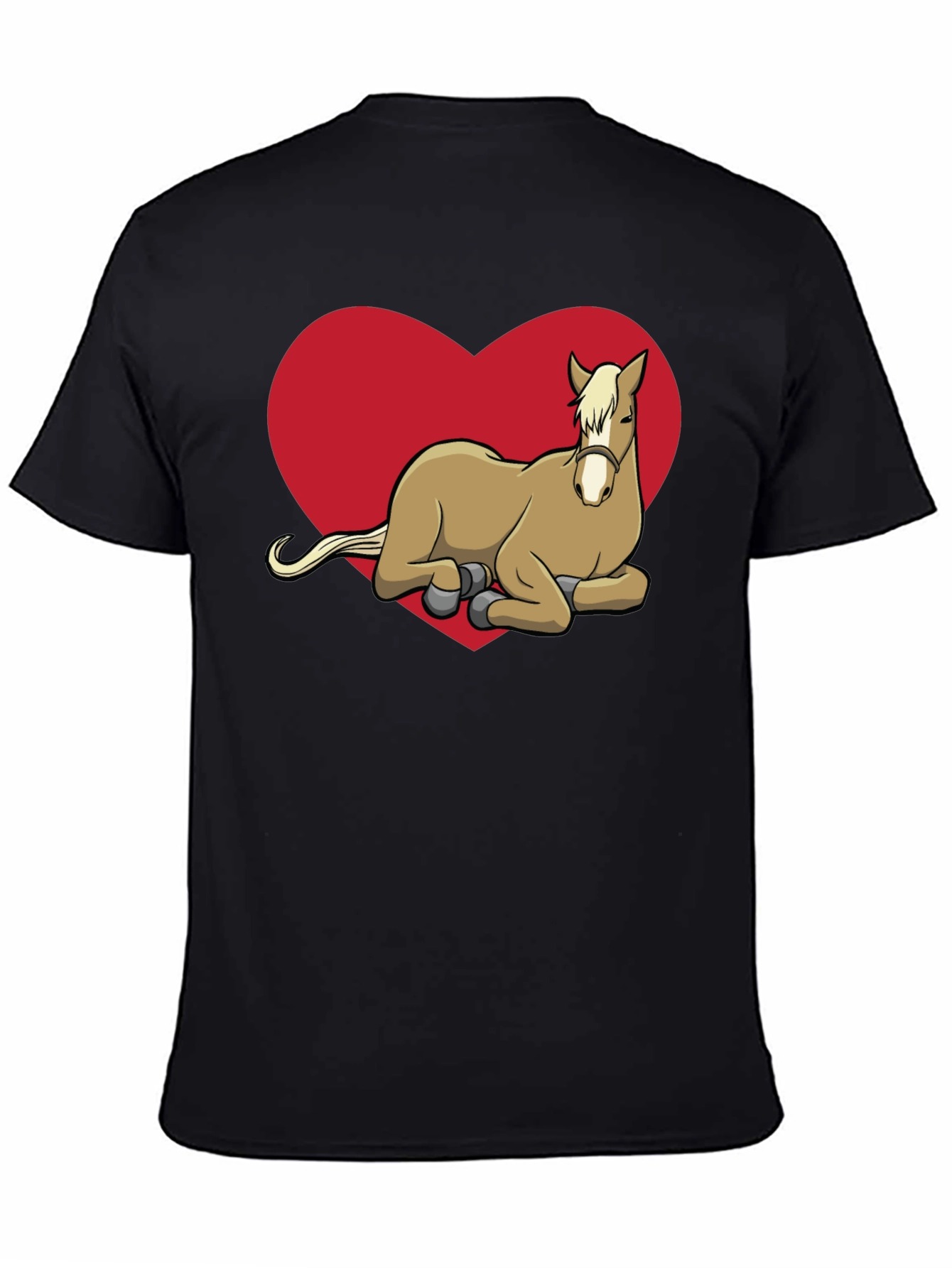 Black Horse Lover T-Shirt - Cute Horse in Heart view 4