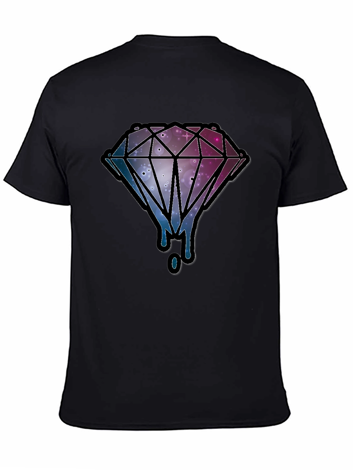 Black Galaxy Diamond Dripping Graphic Black T-Shirt view 4