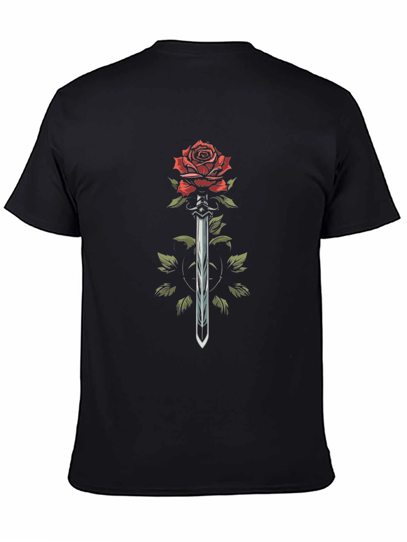 Black Rose and Sword Graphic T-Shirt view 4