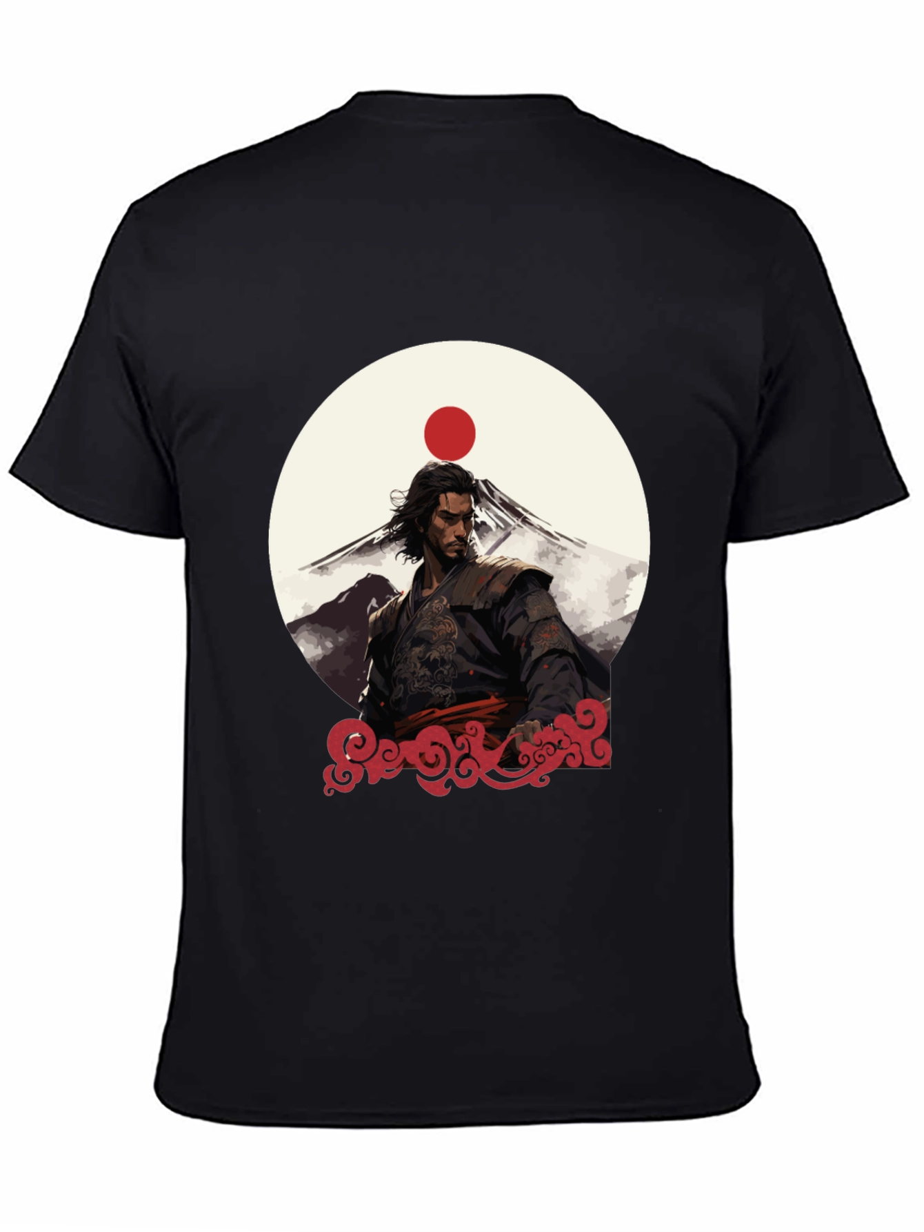 Black Samurai Sunset Graphic Tee - Black view 4